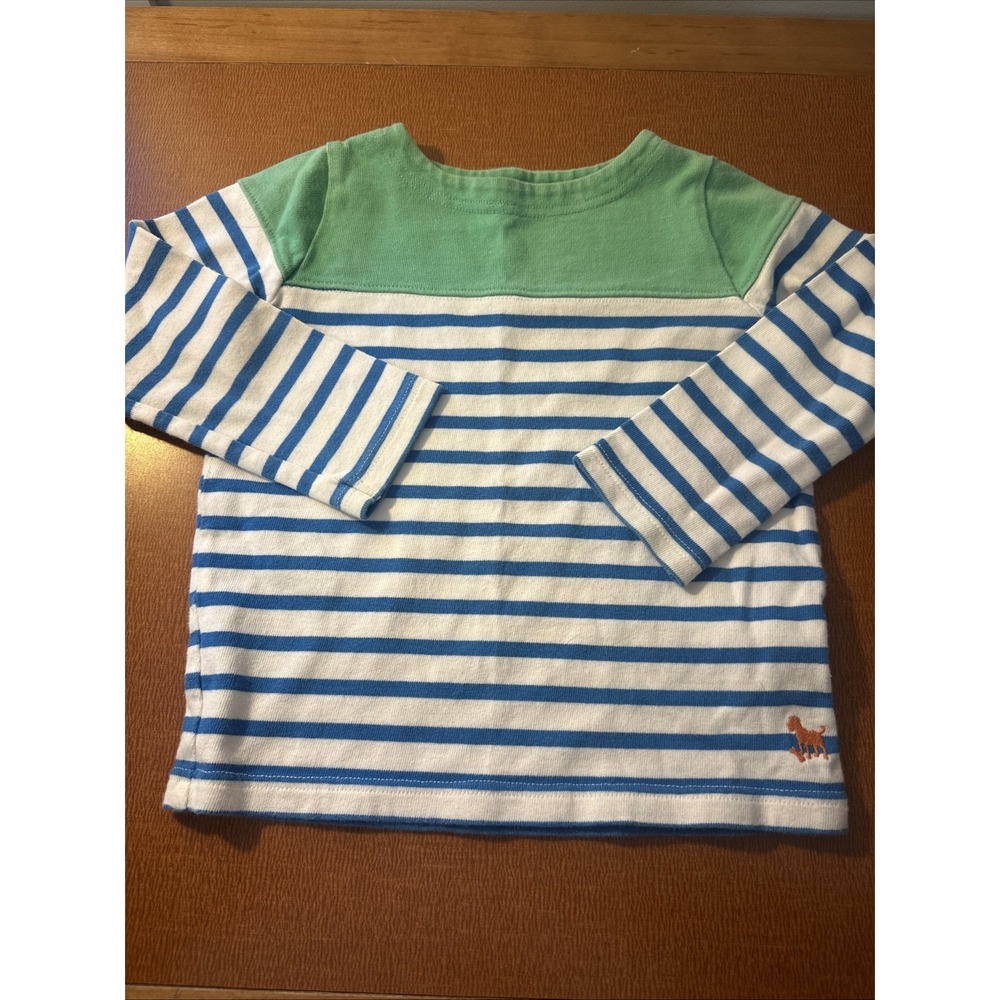 Girls Boden Striped Long Sleeve Shirt Size 3-4Y Boat Neck